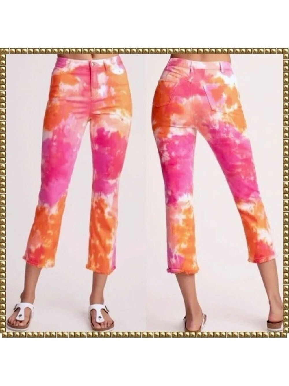 Trina Turk Jeans Straight Crop High Waist Tie Dye Size 2